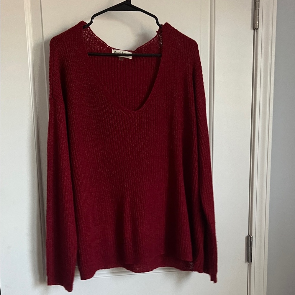 Boutique style Peachey Love California Burgundy V-Neck Sweater